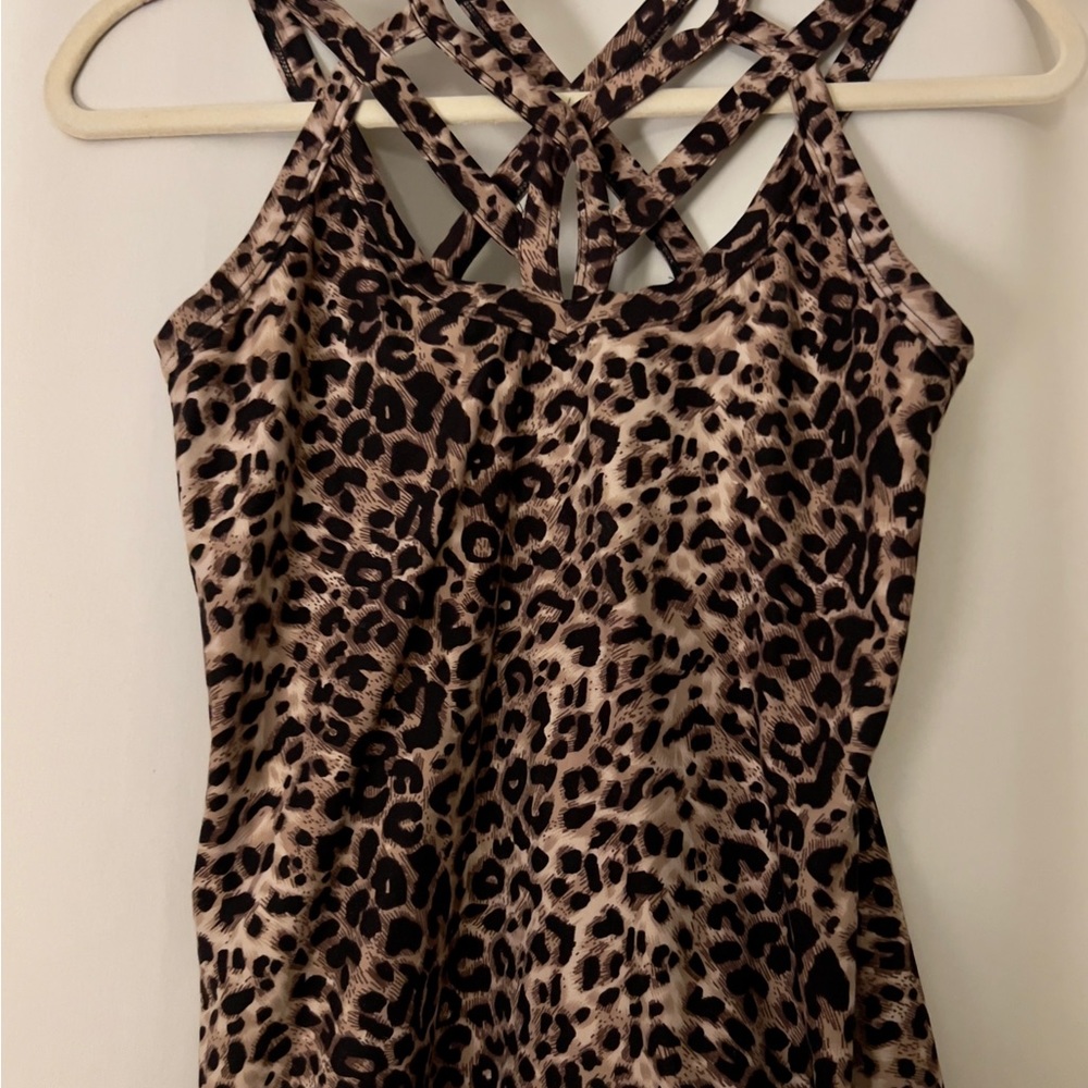Leopard strapped top.